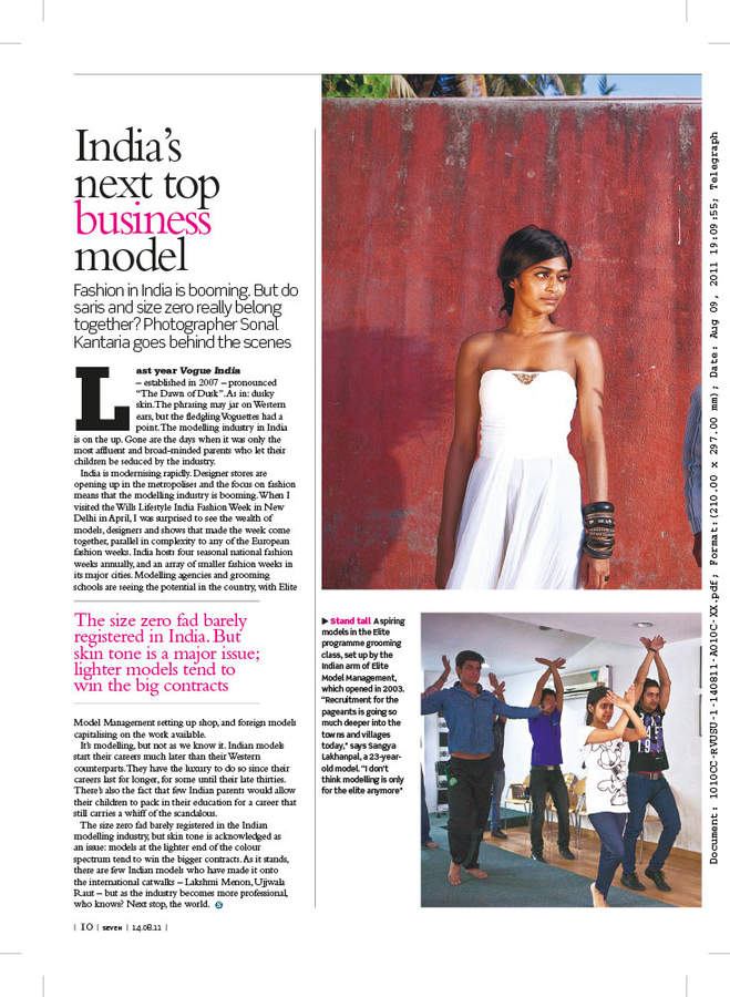 Sunday Telegraph publication and tearsheet, August 2011
